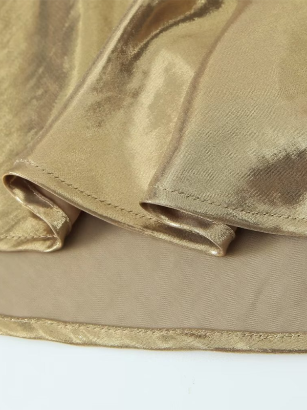 GR | Tiefer Rückenausschnitt metallisches Straps Kleid