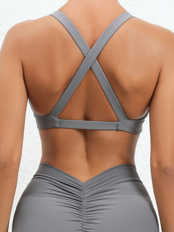 GR  | Enganliegend schnelltrocknender Sport Yoga-BH für Outdoor-Laufen Cross-Back Fitness-Unterwäsche