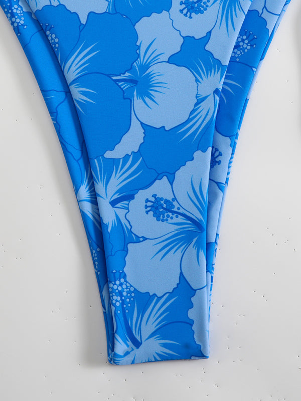 GR | Floral pattern halterneck bikini 