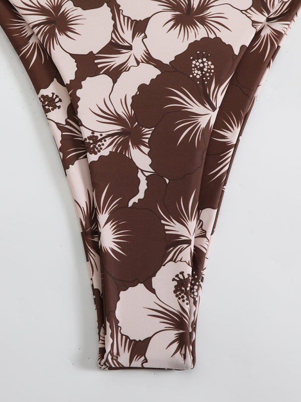 GR | Floral pattern halterneck bikini 