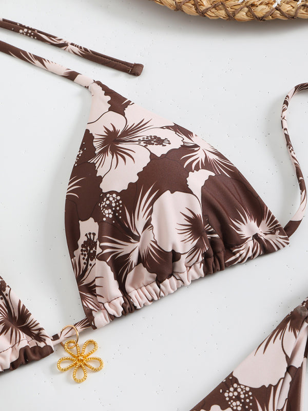 GR | Floral pattern halterneck bikini 