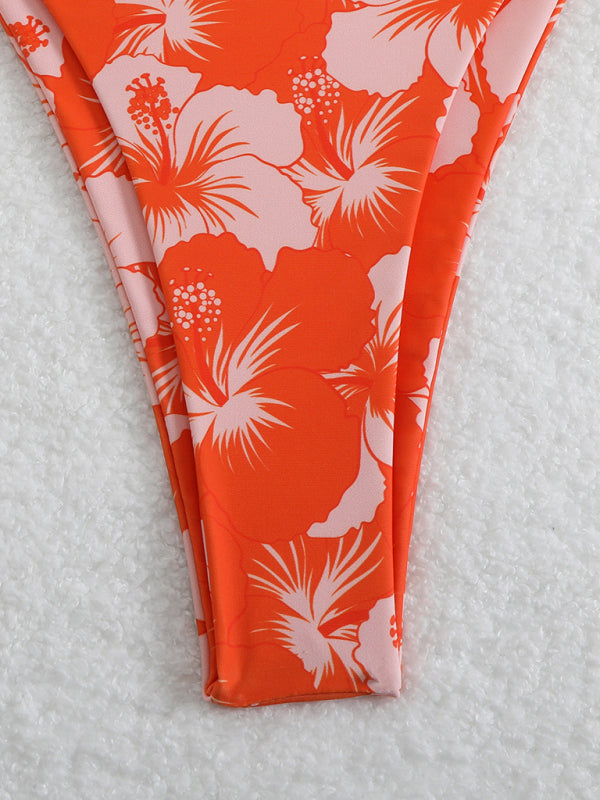 GR | Floral pattern halterneck bikini 