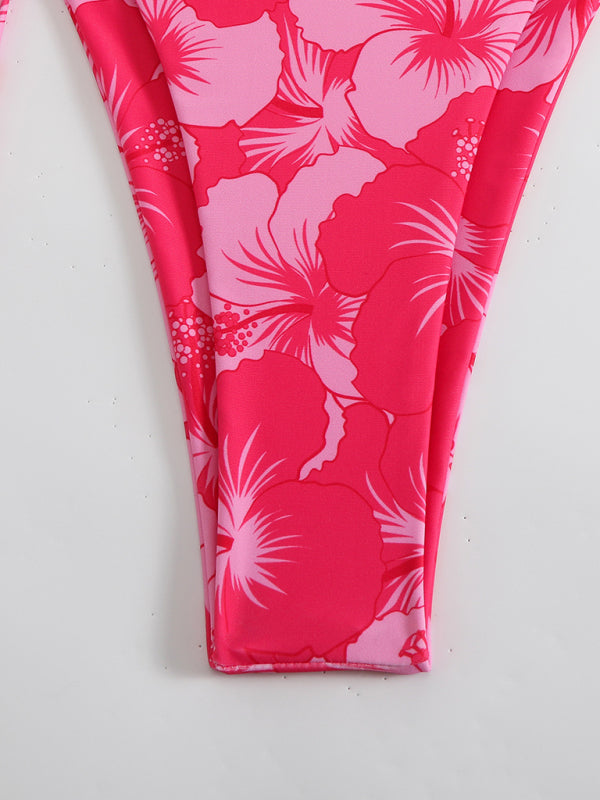 GR | Floral pattern halterneck bikini 