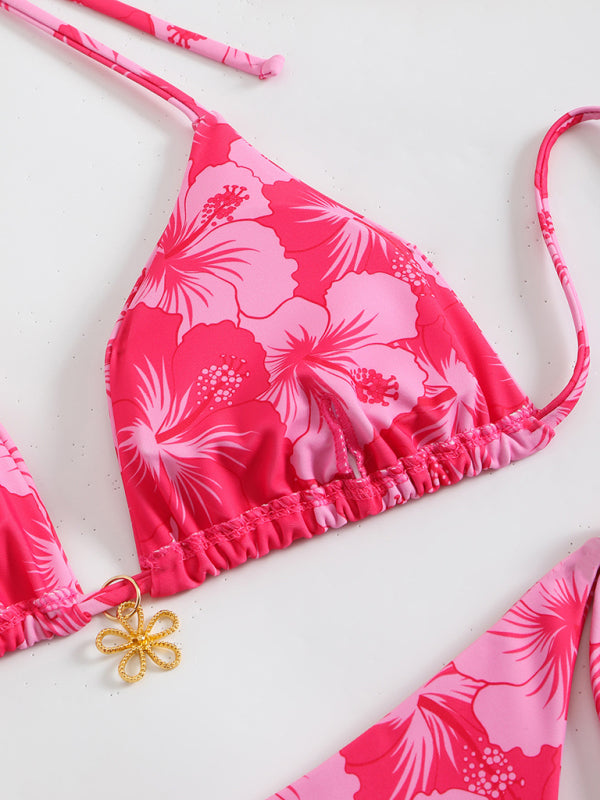 GR | Floral pattern halterneck bikini 
