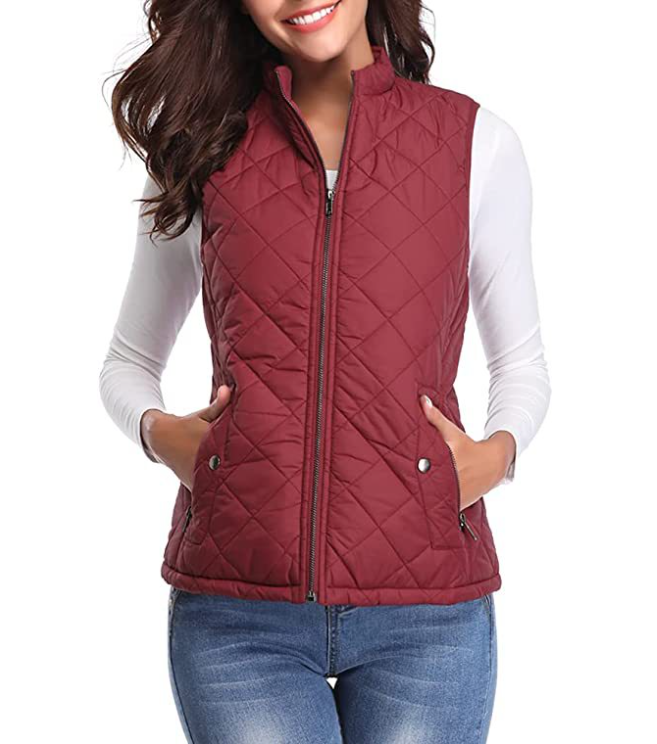 GR | Quilted zip-up vest with pockets for women