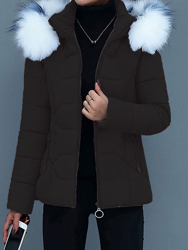 GR | Stylish women's winter jacket with fur collar