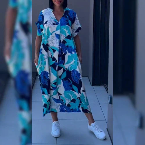 GR | Vibrant Printed Kaftan Dress with a Relaxed Fit for Women