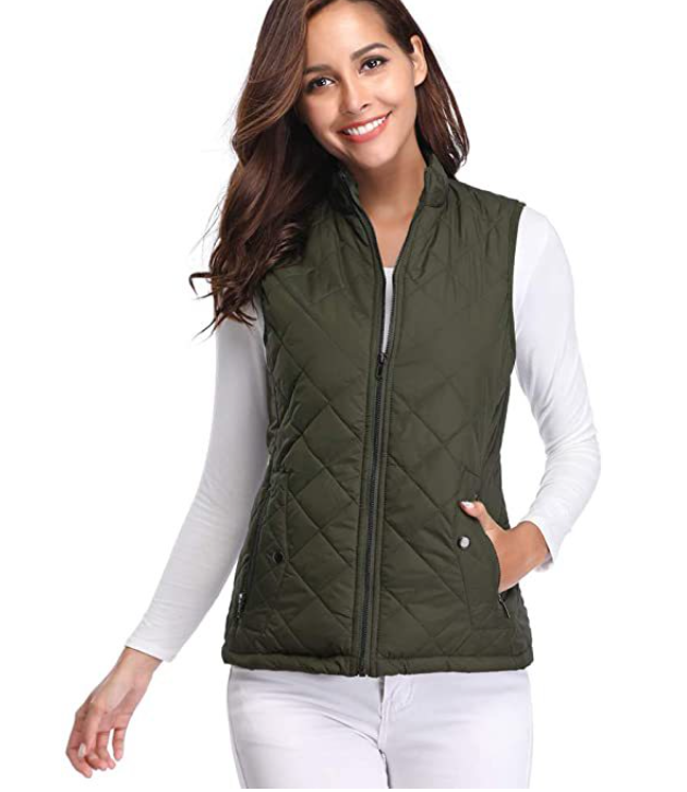 GR | Quilted zip-up vest with pockets for women