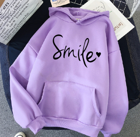 GR | gemütlicher Smile Print Hoodie mit Kordelzug für Frauen