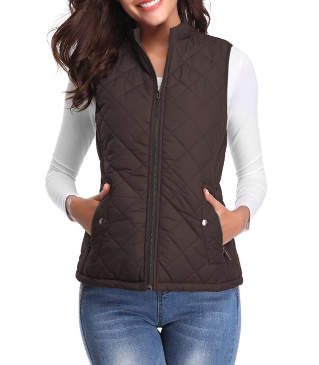 GR | Quilted zip-up vest with pockets for women