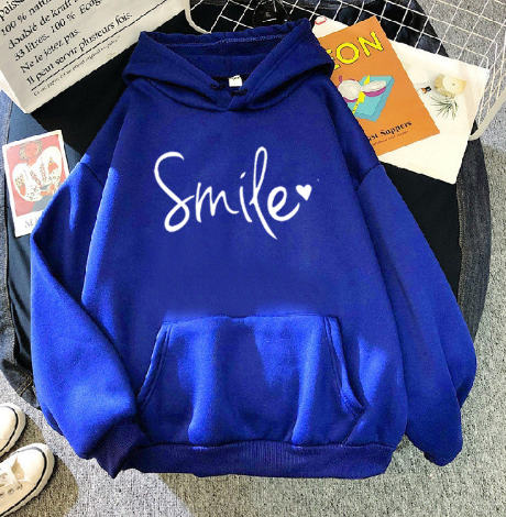GR | gemütlicher Smile Print Hoodie mit Kordelzug für Frauen