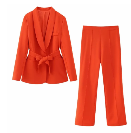 GR 2-piece women's suit | Elegant blazer with belt and matching trousers