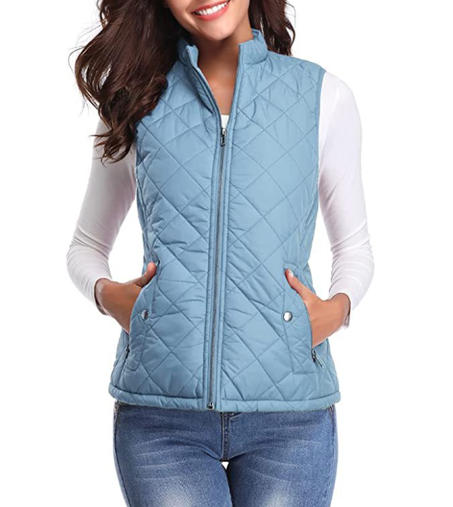 GR | Quilted zip-up vest with pockets for women