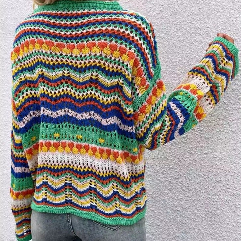 GR | Buntgestreifter Strickpullover