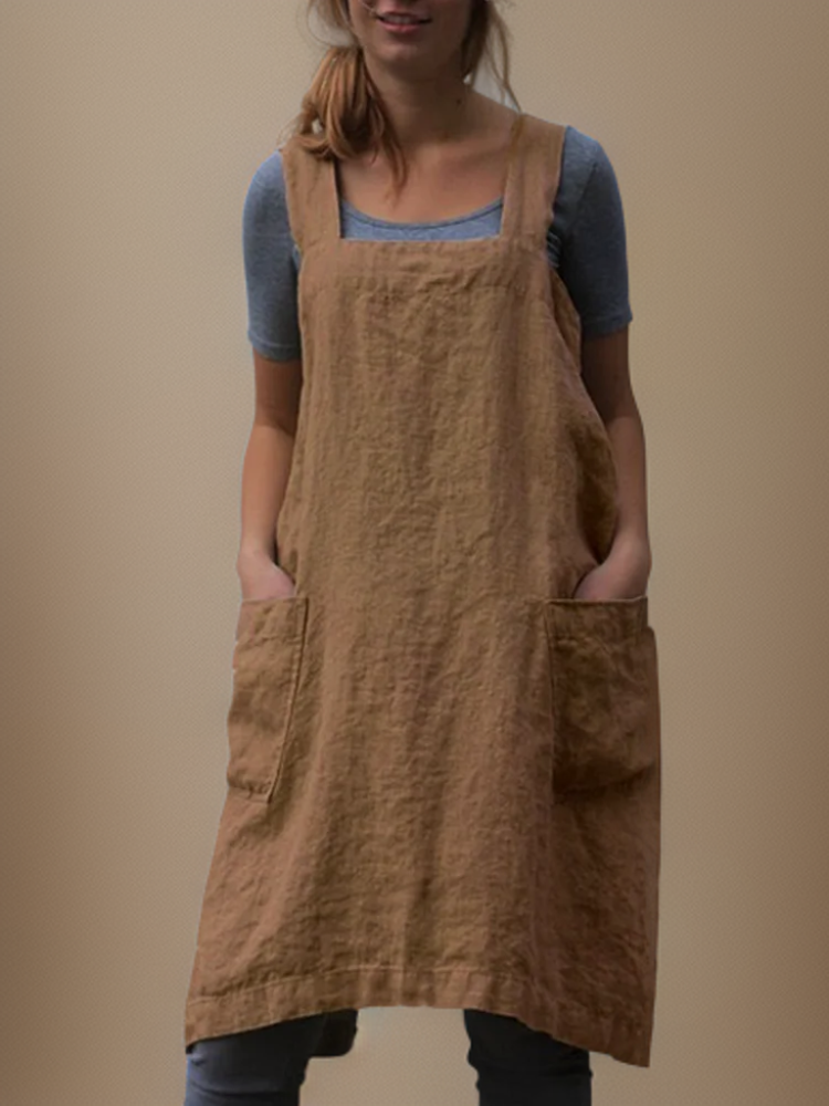 GR | Cotton-Linen Apron Dress with Pockets