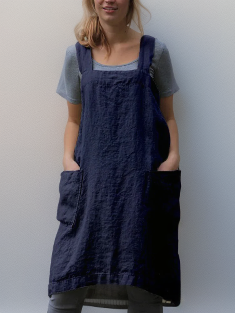 GR | Cotton-Linen Apron Dress with Pockets