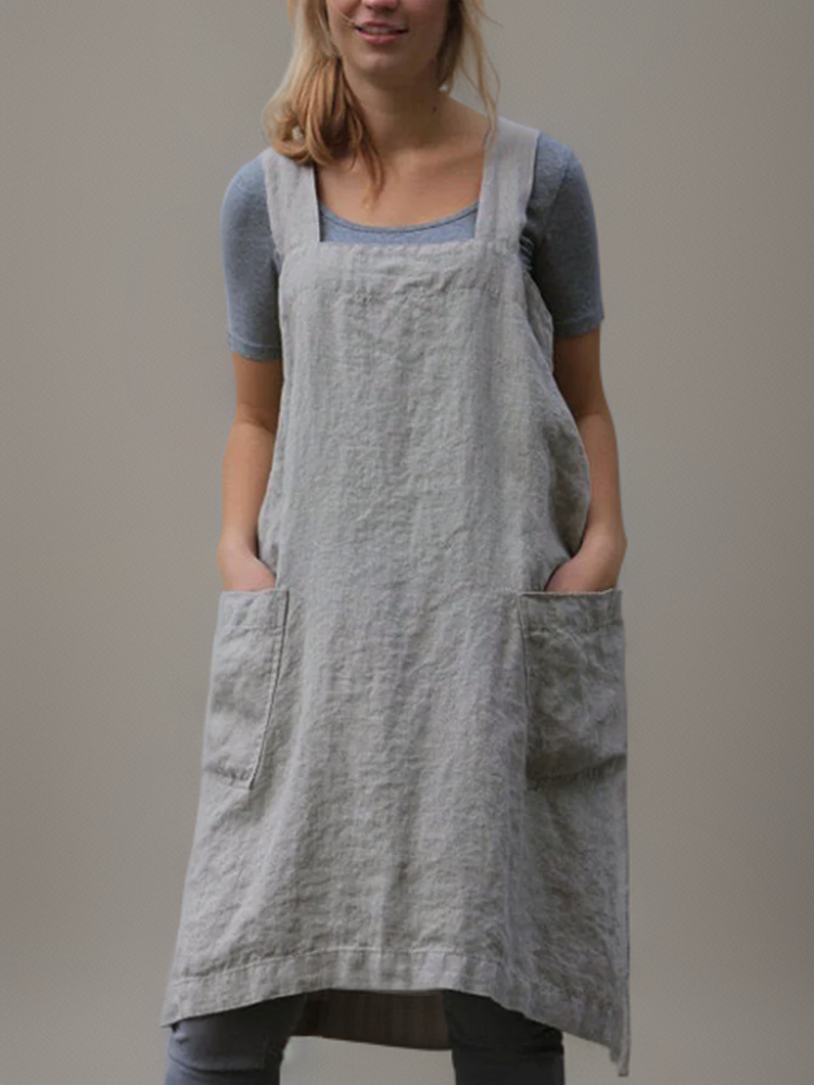 GR | Cotton-Linen Apron Dress with Pockets