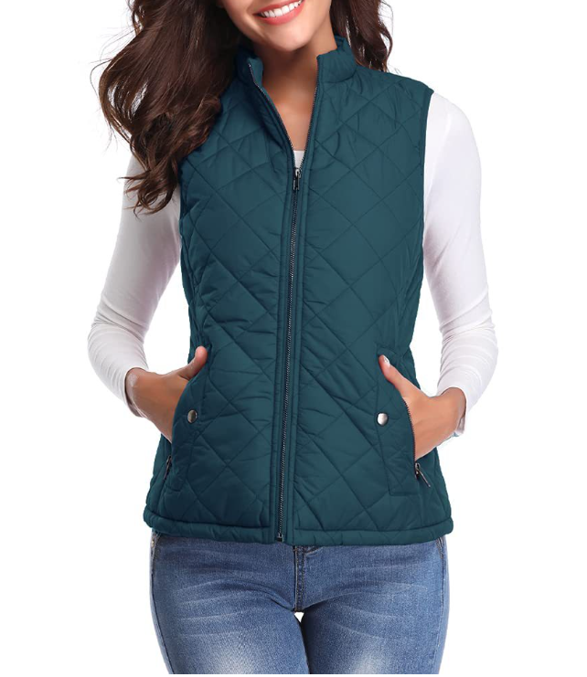 GR | Quilted zip-up vest with pockets for women
