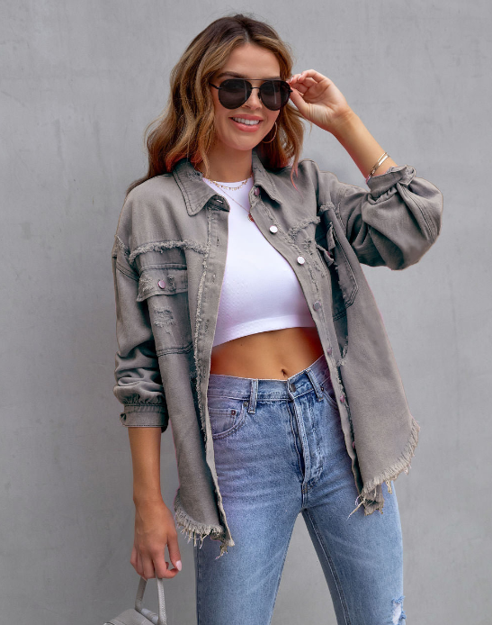 GR - Ripped Oversized Denim Jacket