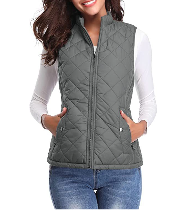 GR | Quilted zip-up vest with pockets for women