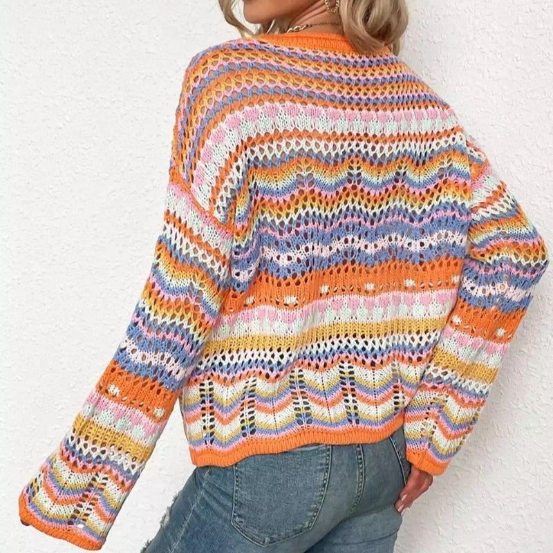 GR | Buntgestreifter Strickpullover