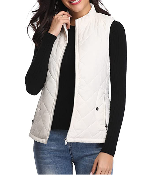GR | Quilted zip-up vest with pockets for women