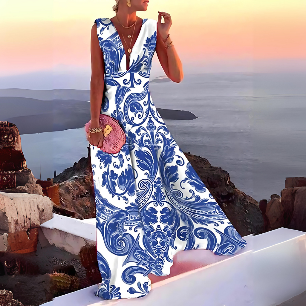 GR | Sleeveless printed dress for women Emilia