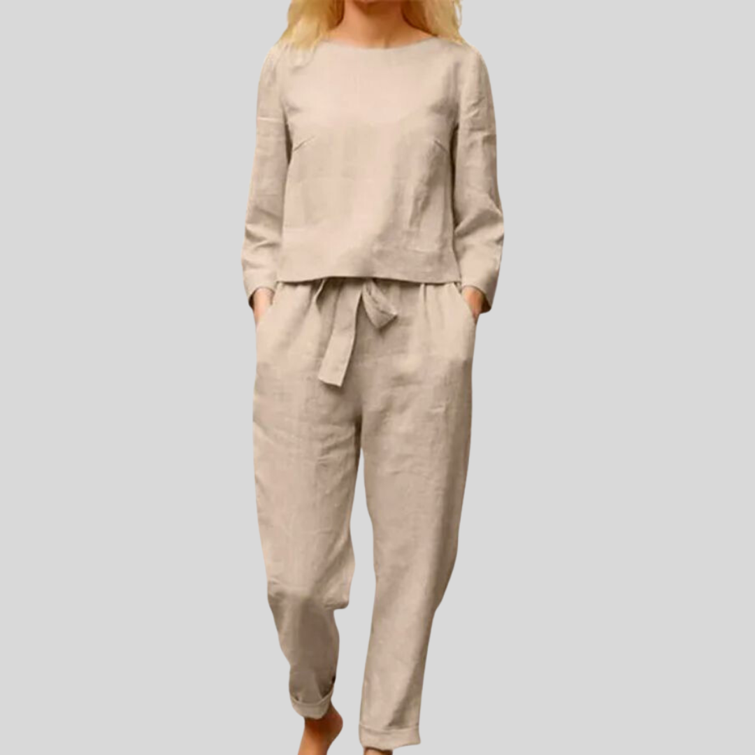 GR SOLID COLOUR LINEN TWO-PIECE SET