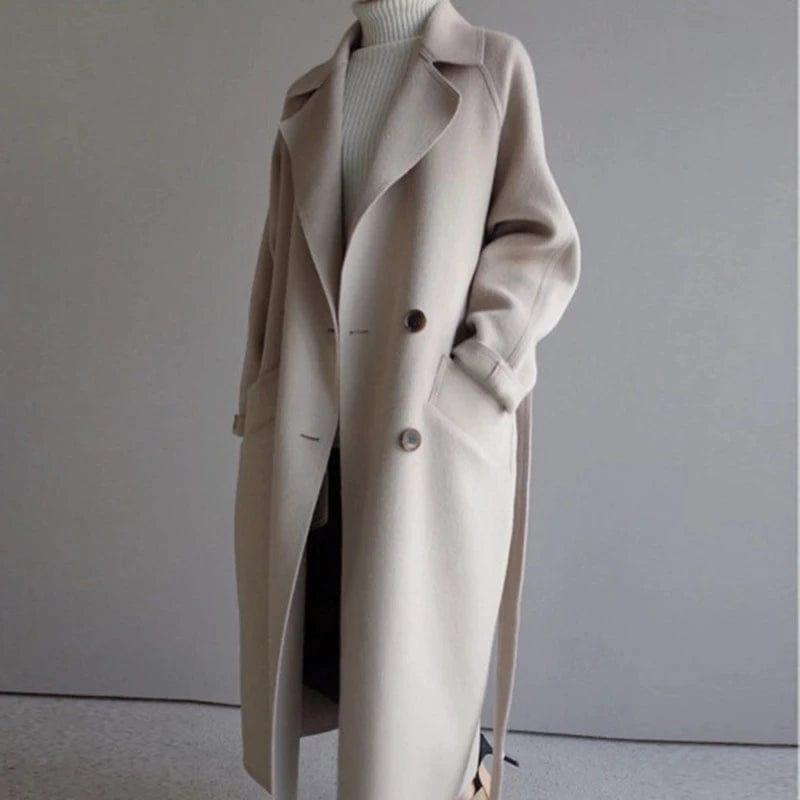 GR in winter": 'StyleGrace' long wool coat with belt