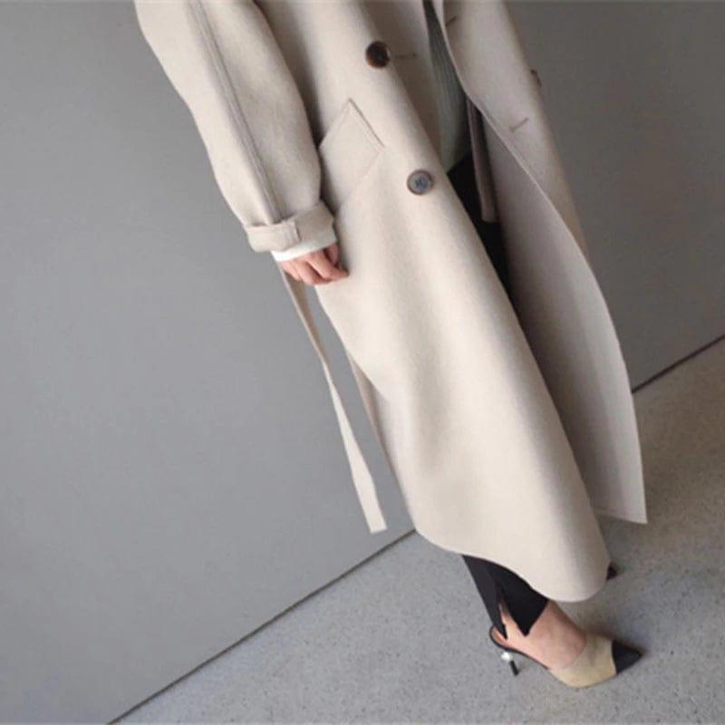 GR in winter": 'StyleGrace' long wool coat with belt