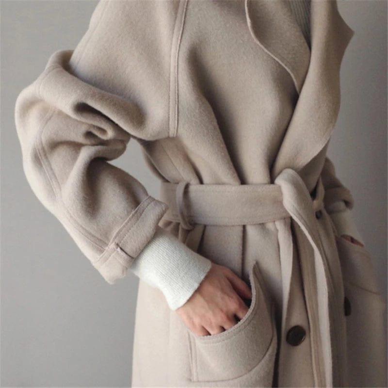 GR in winter": 'StyleGrace' long wool coat with belt