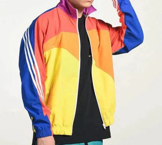 GR | Windbreaker Jacket, Lightweight Zip-up Retro 90s Style, Soft Lining, Casual Wear
