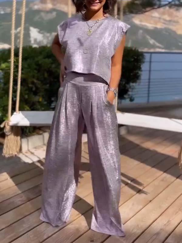 GR | Wide-leg trousers and sleeveless top for women