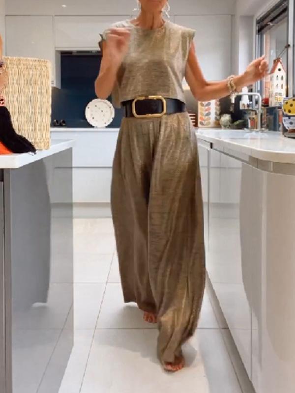 GR | Wide-leg trousers and sleeveless top for women