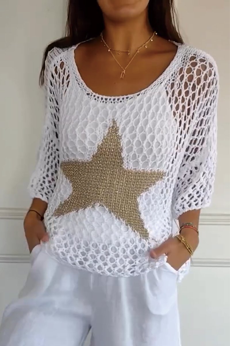 GR | Eleganter Strickpullover Mit Stern Design Für Frauen