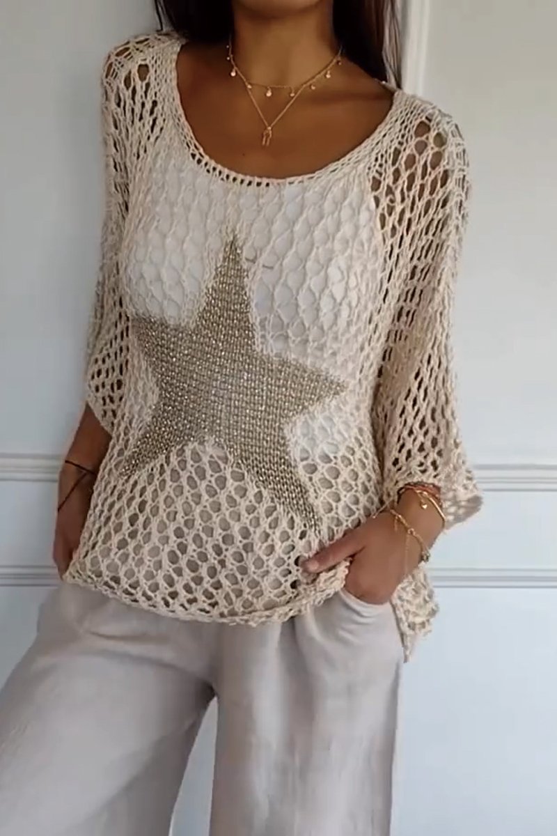GR | Eleganter Strickpullover Mit Stern Design Für Frauen