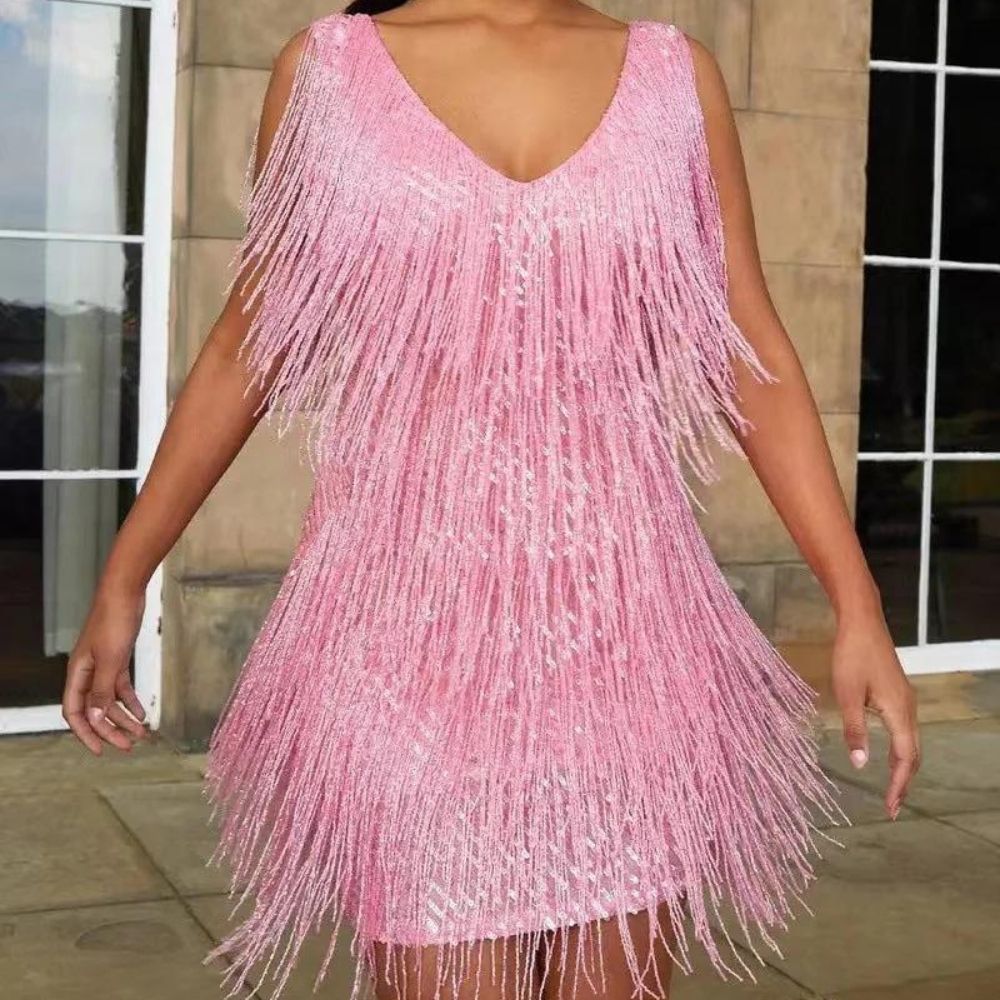 GR | Stilvolle Winter Schicke Funkelnde Flapper Kleid Für Frauen