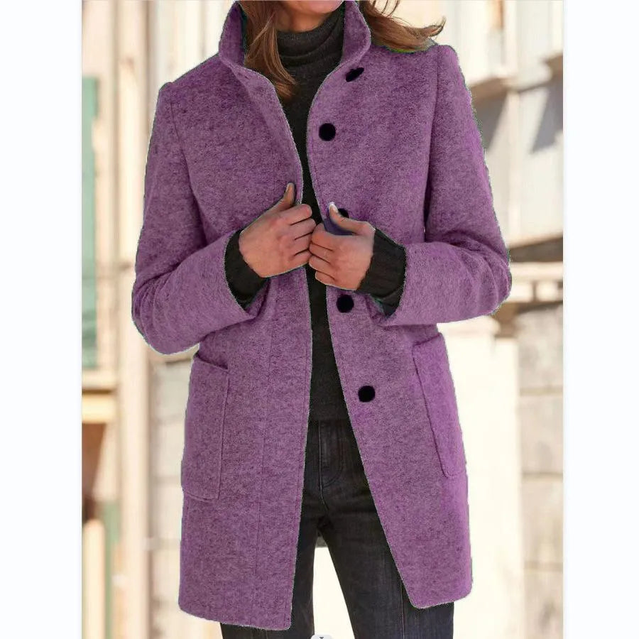 GR Julissa - Women's Retro Wool Turtleneck Coat with Buttons
