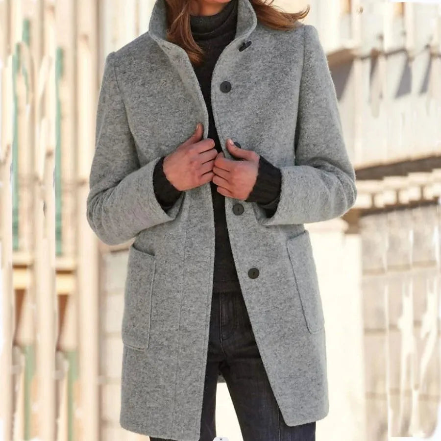 GR Julissa - Women's Retro Wool Turtleneck Coat with Buttons