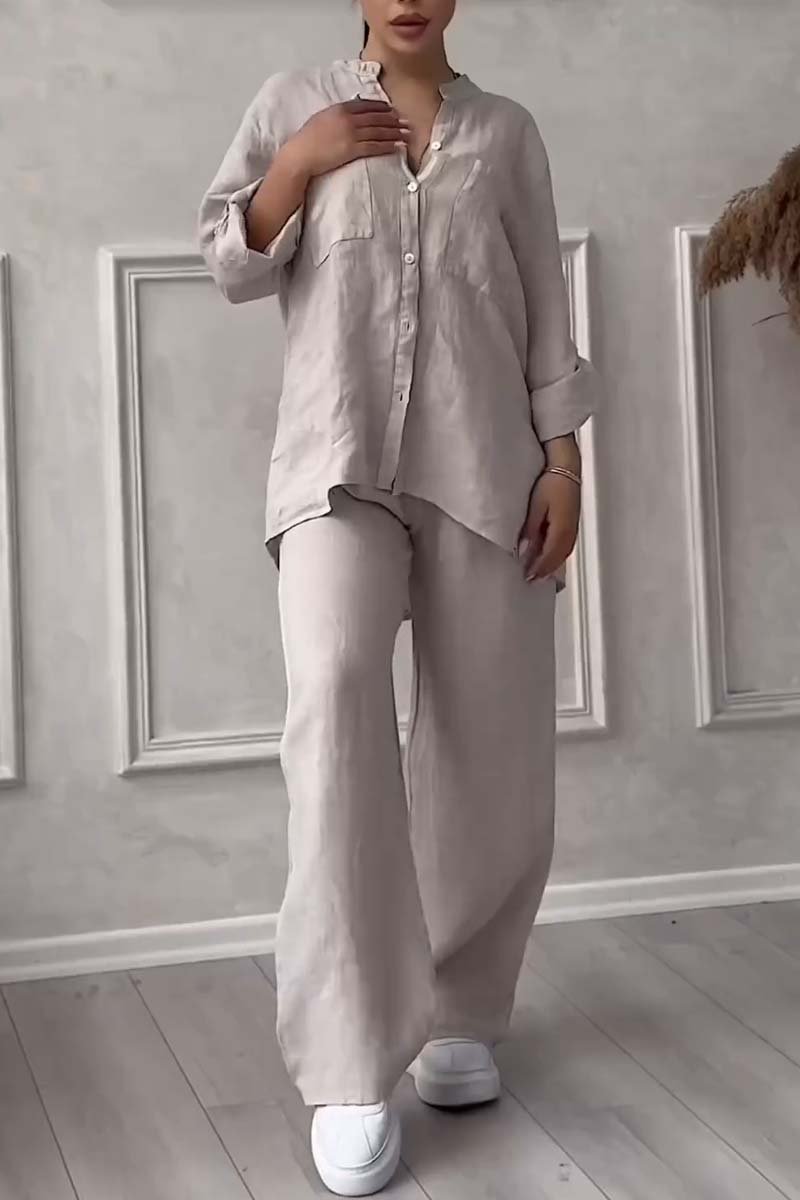 GR | Two-piece set with trousers made of cotton and linen