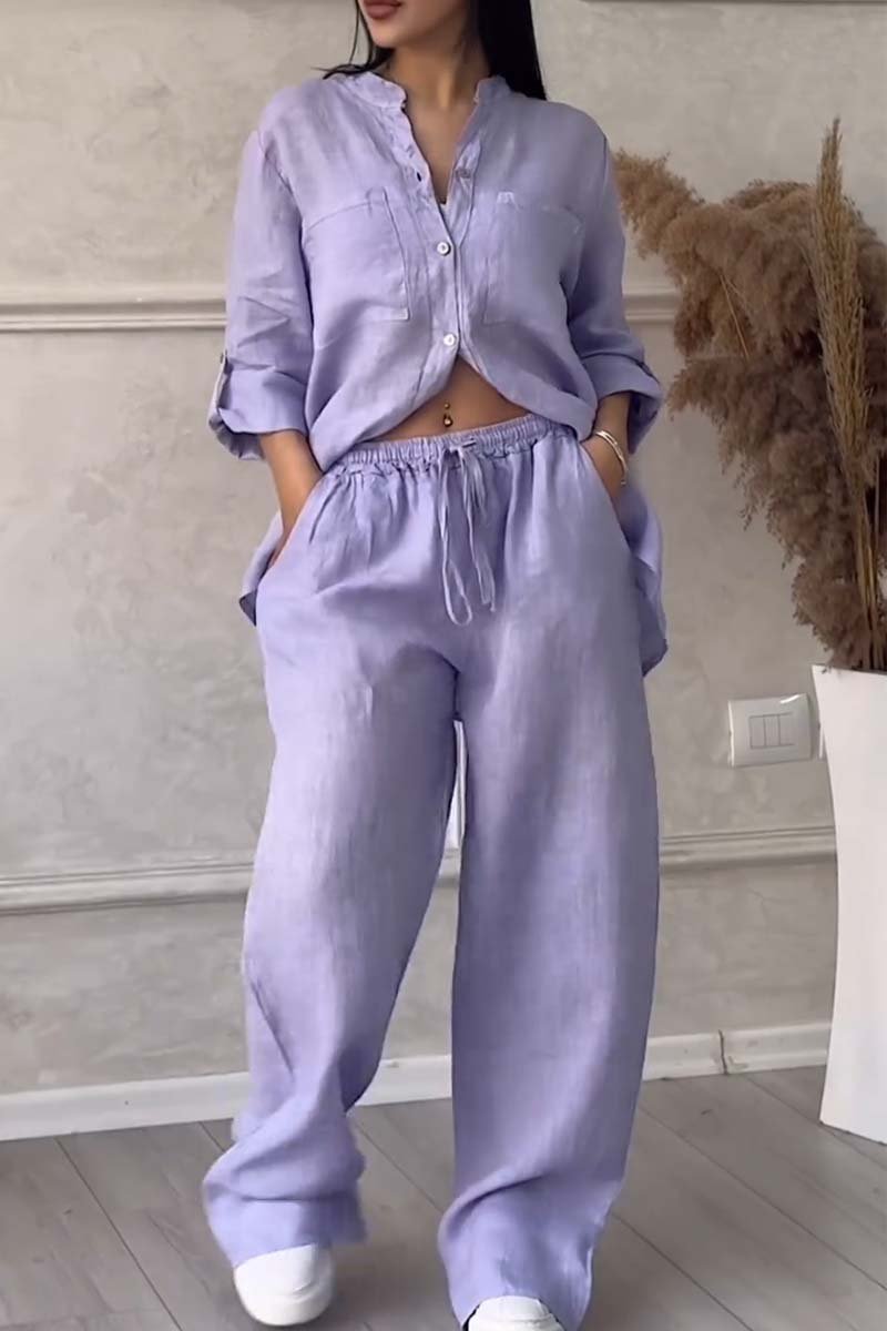 GR | Two-piece set with trousers made of cotton and linen