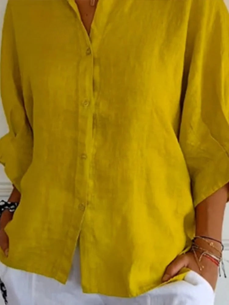 GR | Elegant tie-strap cotton-linen shirt