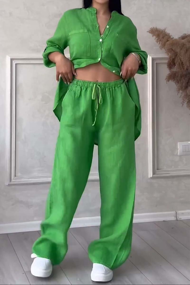 GR | Two-piece set with trousers made of cotton and linen