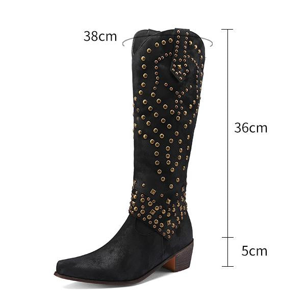 Lilybell - High boots with metallic studs and a cut-off heel