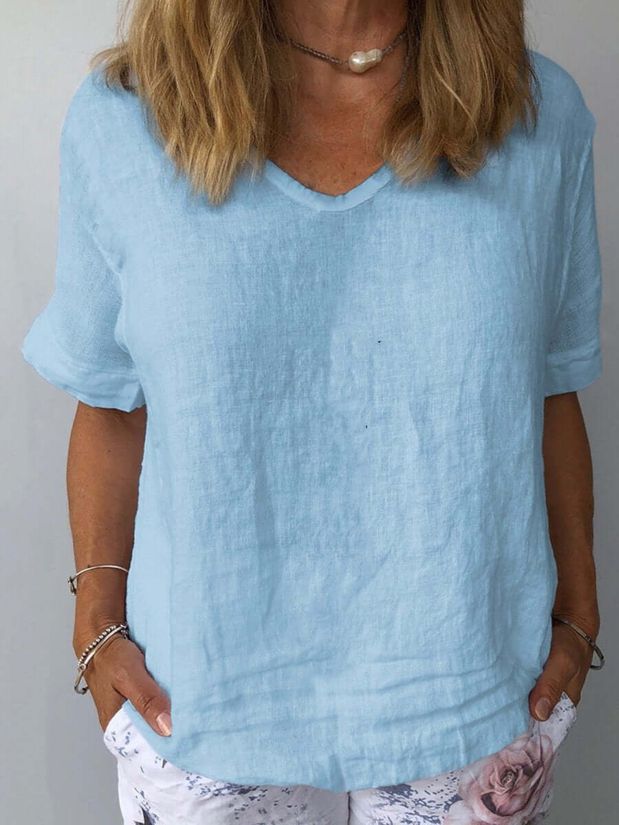 GR | Breathable Cotton Linen Top Casual, Lightweight, Sustainable, Year-Round Style