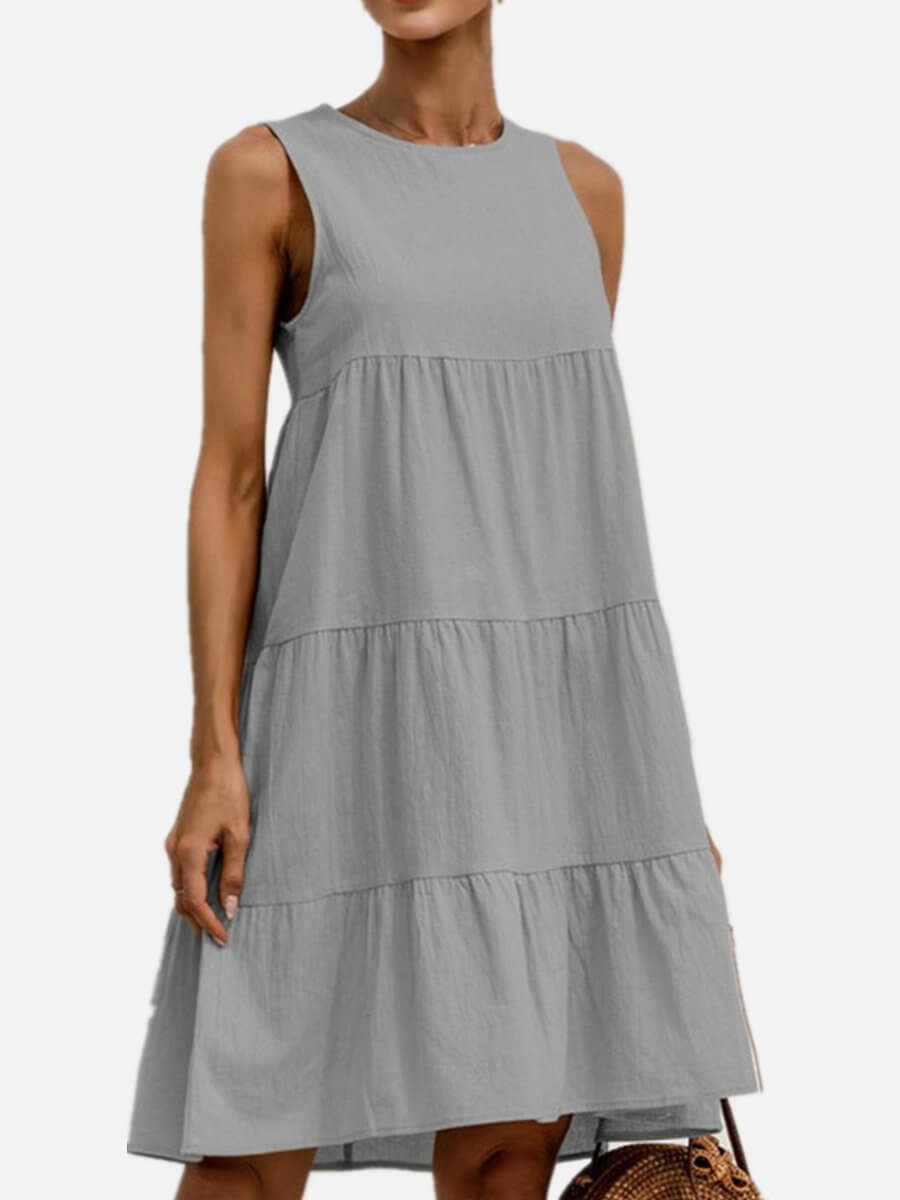 GR | and linen sleeveless round neck dress 
