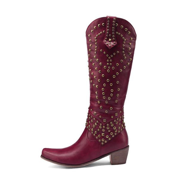 Lilybell - High boots with metallic studs and a cut-off heel