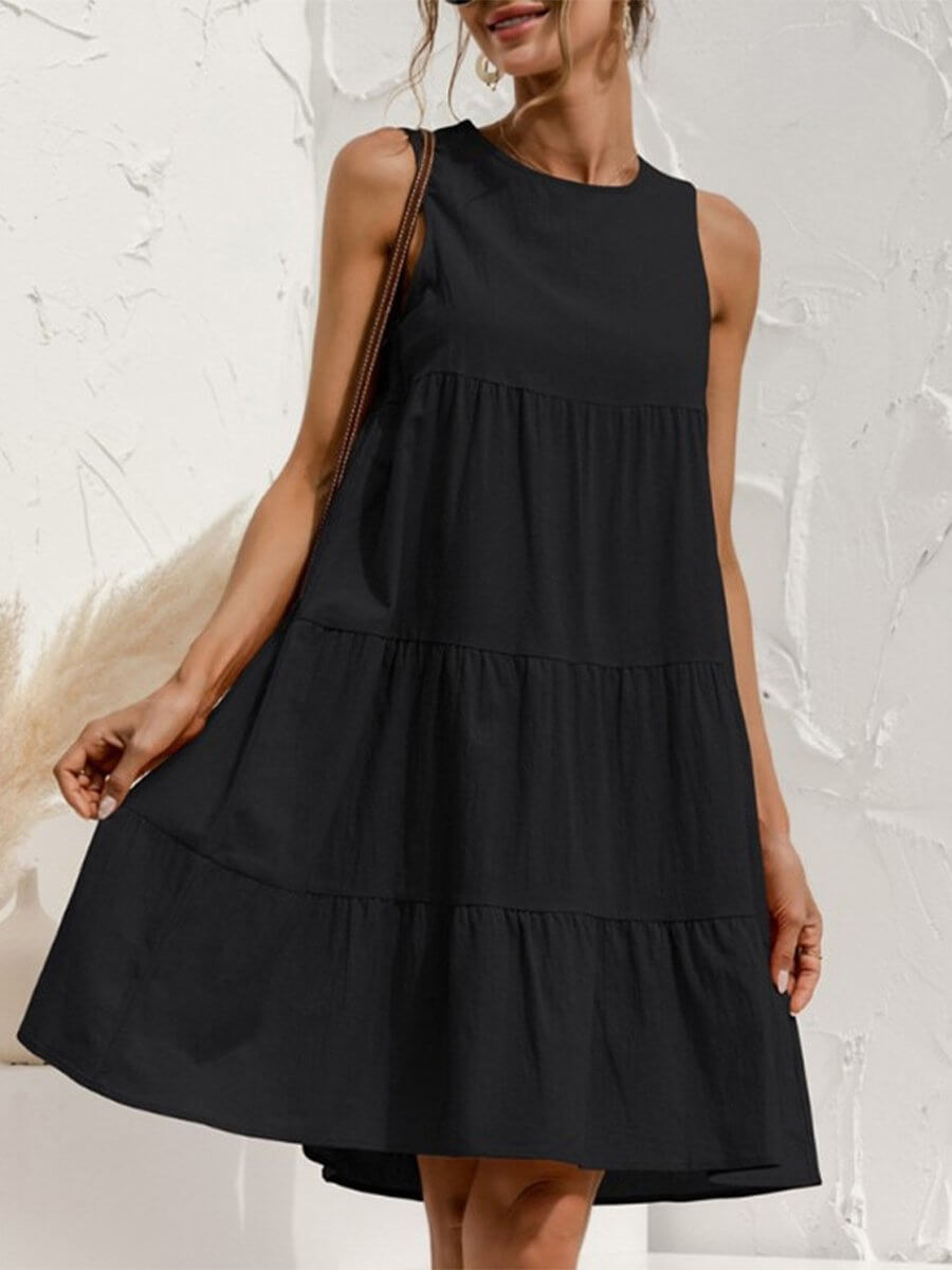 GR | and linen sleeveless round neck dress 