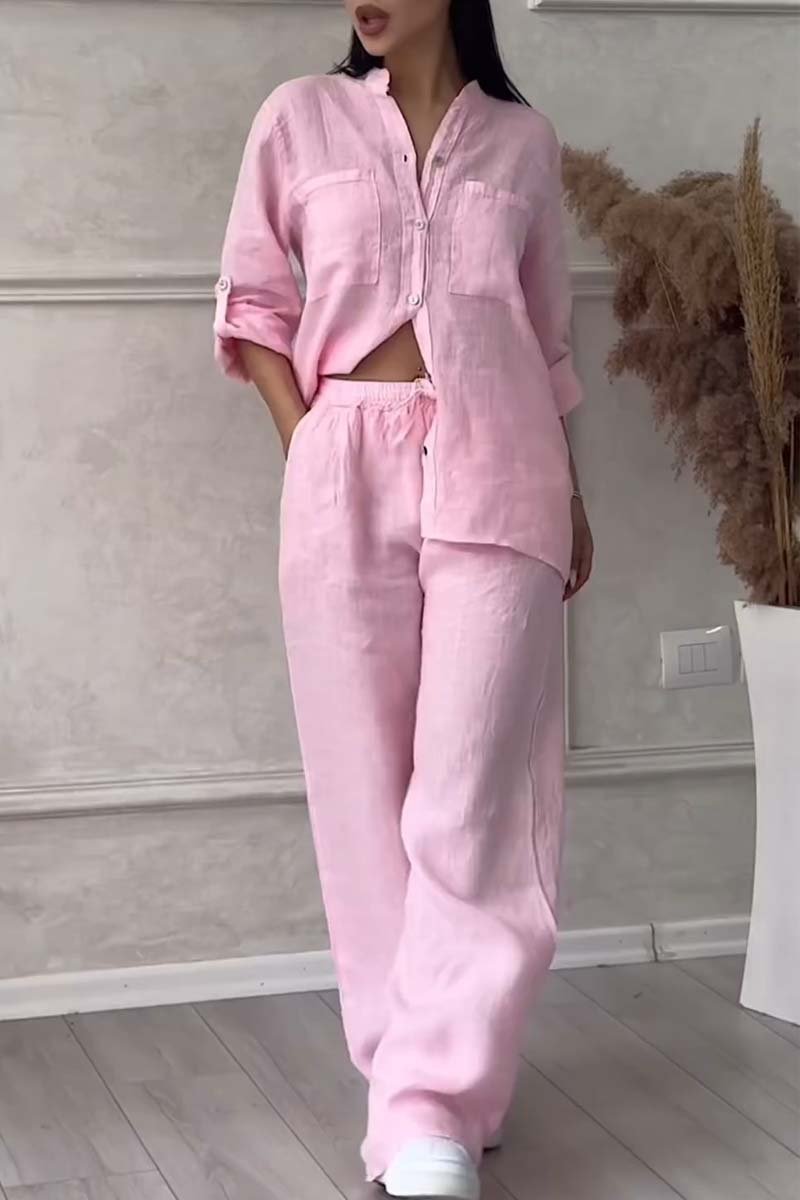GR | Two-piece set with trousers made of cotton and linen