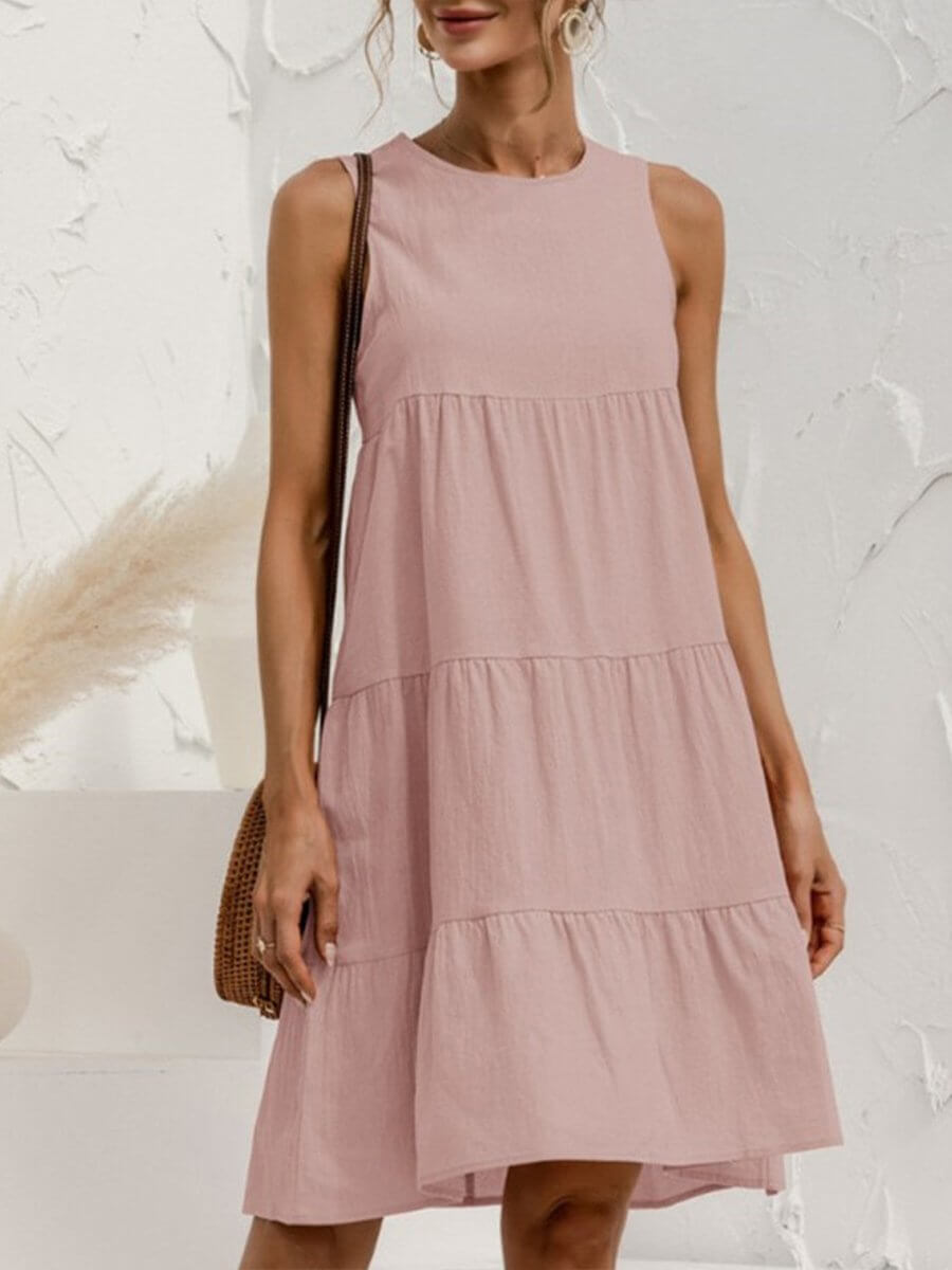 GR | and linen sleeveless round neck dress 